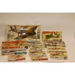 Vintage Airfix Model Kits, A boxed collection of aircraft models including, 1:24 scale 1201 Spitfire