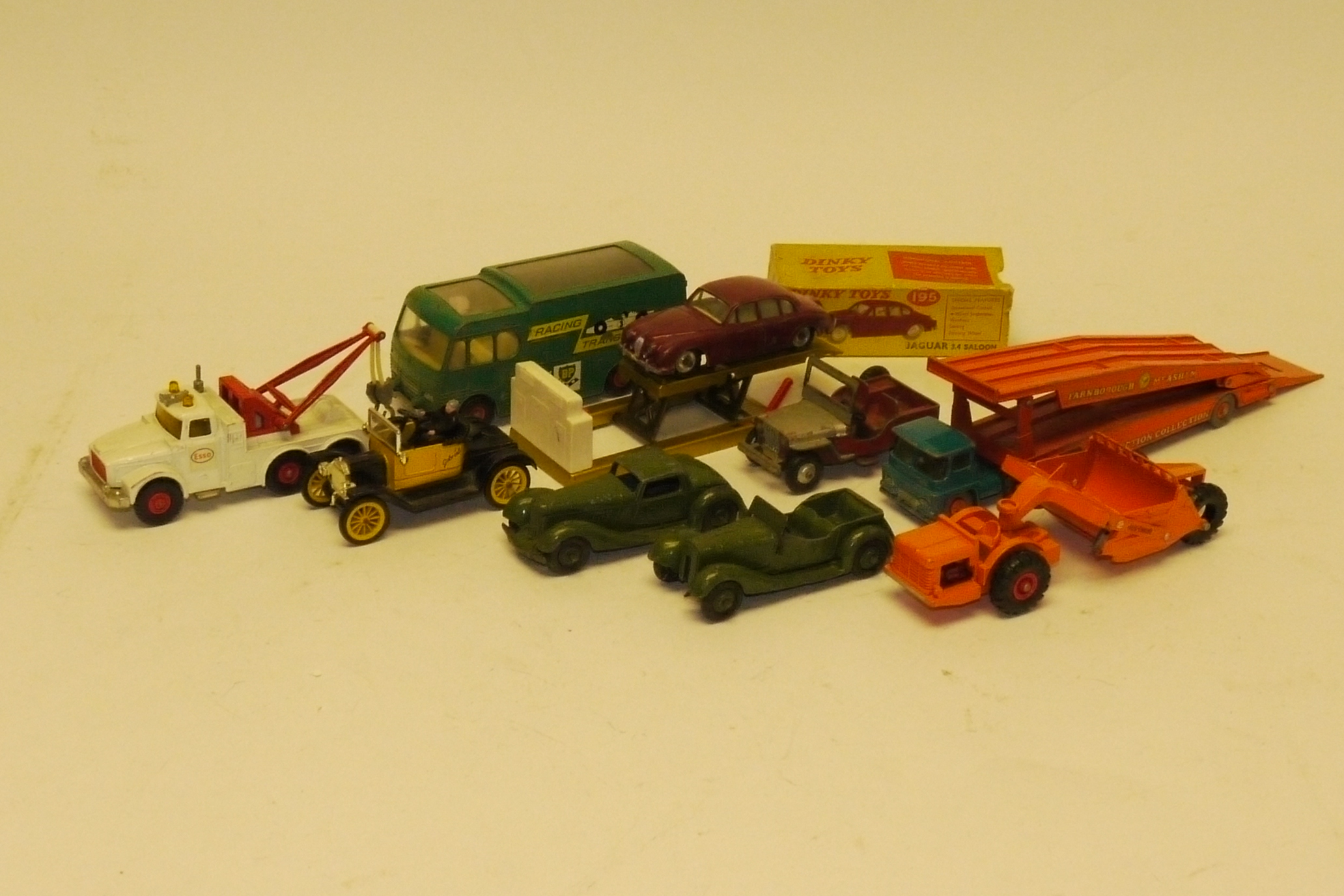 Play-Worn Dinky Toys and King-Size Matchbox, Including Dinky 195 Jaguar 3.4 saloon (with box), and