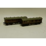 A Pair of Bassett-Lowke O Gauge LMS Corridor Coaches, both in LMS crimson, comprising 1st class no