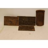 Railway Wagon or Other Cast Iron Plates, comprising two BR(D) -1966 1736A plates, both 10" long, a