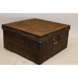 A Great Eastern Railway Metal Towel Case and Other Items, the case measuring 20" square x 10"