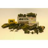 Play-Worn Military Dinky Toys and Supertoys, Including, 697 Field Gun Set, 660 Tank Transporter(
