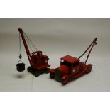 Triang Pick-Up and Crane, A Triang by Lines Bros pressed steel pick-up truck in red livery with