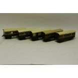 Bing O Gauge LNWR 'Shortie' Bogie Coaches, all in LNWR brown/ivory livery and numbered 132-33,