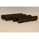 Leeds and Milbro O Gauge Wooden LMS Coaches, comprising three 16" coaches, three paper-sided 13"