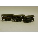 Three Early Bub or Issmayer O Gauge Continental Coaches, all 1st/2nd class composites, two in blue