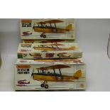Matchbox Aircraft Kits, Ten boxed 1:32 scale examples of PK-505, DH-82A/C Tiger Moth all opened, G-