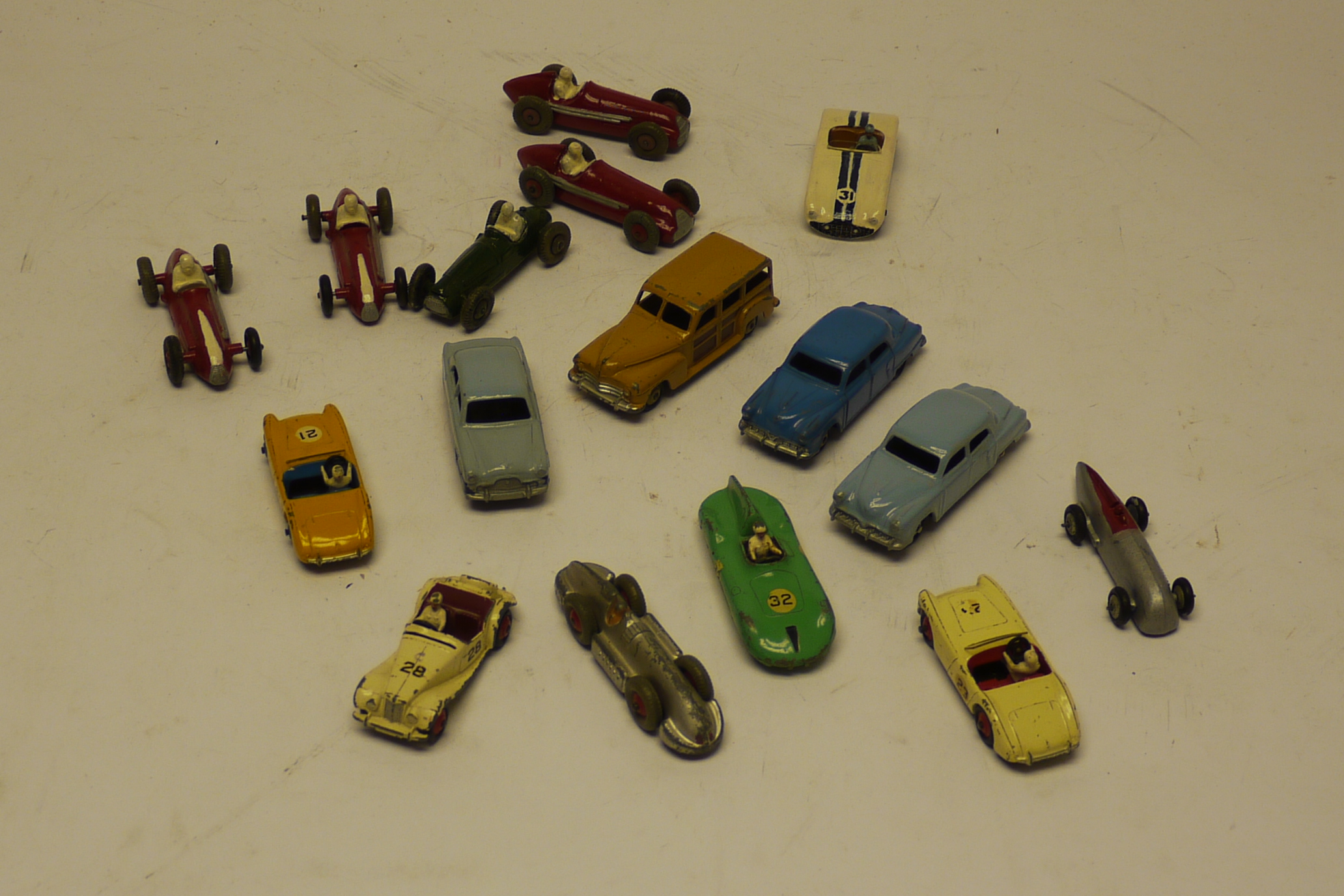 Dinky Toys Competition Cars and Road Cars, Play-worn, pre and post-war examples with some repaints