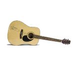 Neil Young / Guitar / Signature, A Galveston Acoustic guitar with a signature at the bottom of the