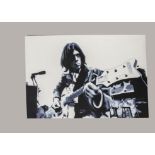 Neil Young / Acrylic, large (100cm x 65cm) acrylic on canvas - a couple of light 'finger' marks,