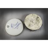 Neil Young / Signatures, a tambourine and a Drum head - both with signatures - both excellent