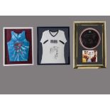 Williams/Beckham/Boyzone, a Robbie Williams 'One more for the Rogue' shirt with a signature 57cm x