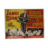 James Dean Poster, A Rebel without a Cause original poster 84cm x 64cm with central creases and some