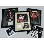 The Beatles, three framed & glazed colour photographs John Lennon 32cm x 40cm, George Harrison