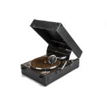 A Decca portable gramophone, Model 150, with Decca (Goldring) soundbox and chrome-plated fittings,