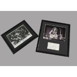 Doobie Brothers/Carlos Santana, framed and glazed b/w photographs with signatures Doobies 34cm x