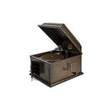 An HMV table grand gramophone, Model 103, in oak case with No 4 soundbox