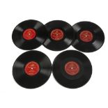 Caruso, five 10-inch records: red G&T Elisir (52065), Cavaleria (52193), Elisir (52346), Iris (