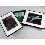 Star Trek, three framed and glazed colour photographs, starship 40cm x 30cm and Jonathan Frakes 30cm