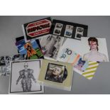 David Bowie / Stamps / Postcards / V&A, a collection of mixed memorabilia including V&A Cards,