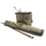 Angling Equipment, a vintage Efgeeco metal framed canvas covered fishing box/seat, bait boxes,