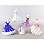 A collection of Royal Doulton Figurines, five boxed figurines Ellen HN3992, Loretta HN2337,Blithe