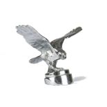 Motoring, a vintage Eagle car mascot, chromed with brass fixing bolt/thread, approx 16cm wing