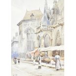 Continental School, 19th Century, watercolour, Dieppe Cathedral signed lower right FAC, titled