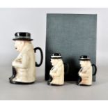 Three Royal Doulton Churchill pottery toby jugs, together with a bound copy 'The Churchill Years' by