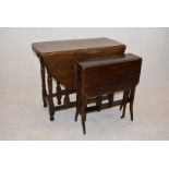 An oak gate leg table, with drop leaf sides, of oval form, 118cm long when open, together with a
