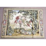 A modern continental tapestry, centred with the God Bacchus surrounding a hunting scene with a