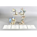 Four Coalport Frosty Mornings Bird figures, with Certificates