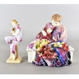 Two Royal Doulton figurines, Lido Lady HN 1220 with firing cracks to base and damage to head