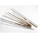 Angling Equipment, a collection of vintage items including, 2pce Spinning rod in hexagonal cane by