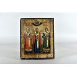 A Russian Icon, depicting the three saints or holy hierarchs St Basil the Great, St Gregory the