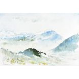 John Livesey (1926-1990) watercolours on paper, mountainous landscapes, signed lower left, framed