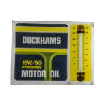 Motoring, a vintage Duckhams 15W/50 Hypergrade Motor Oil sign/ Thermometer, 66cm x 51cm minor damage