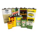 Motoring, an interesting collection of nine various sized oil cans including Girling, Castrol,