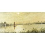 Bernard Shaw, 20th Century, oil on canvas, 'Christchurch Priory from St Annes Marsh, signed LR, 30