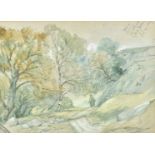 Welsh School, 19th Century, watercolours, Road to Wells Water 1859 and another of a mountain top