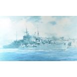 Two signed Limited Edition Naval prints, depicting HMS Kelly and HMS Cavalier, Arctic Convoy, RA64