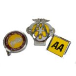 Motoring, a National Traction Engine Club grill badge together with a 1950's AA grill badge and a
