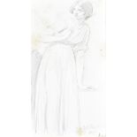 W E Frost, pencil, young girl, signed and dated 1857 in ornate gilt frame, 13 cm x 7.5 cm