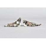 A pair of Bergman cold painted bronze gypsy musicians, modelled reclining, impressed marks and