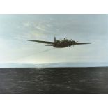 Gerald Coulson, Limited Edition signed print, 'Overdue' WWII bomber, 56 cm x 69 cm