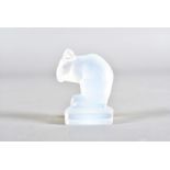 An Art Deco Sabino glass figure, modelled as a mouse, opalescent figure on square plinth base,