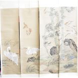 A set of four Chinese late 19th early 20th century watercolour scrolls