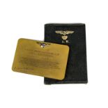 Aviation, a interesting "Ligue International Des Aviateurs" Lifetime membership card/plate in bronze