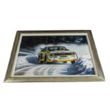 Motor Racing, a acrylic painting on canvas , K.W.Davies, of Walter Rohrl Audi Quattro, Monte Carlo