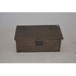 An 18th Century oak bible box, with sloping top, with floral decoration and '66' carved to front,
